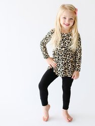 Lana Leopard Tan Long Sleeve Peplum Legging Set