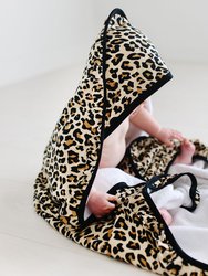 Lana Leopard Tan Ruffled Hooded Towel