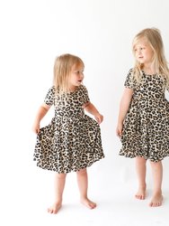 Lana Leopard Tan Short Sleeve Twirl Dress