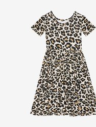 Lana Leopard Tan Short Sleeve Twirl Dress - Tan
