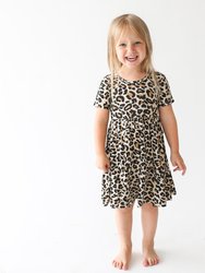 Lana Leopard Tan Short Sleeve Twirl Dress