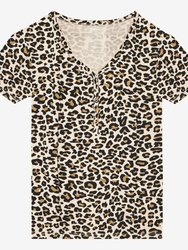 Lana Leopard Tan Women's Short Sleeve Loungewear