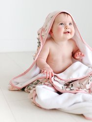 Vintage Pink Rose Ruffled Hooded Towel