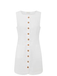 Emma Button Down Mini Dress Ivory - Ivory