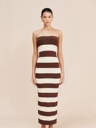 Theo Strapless Dress Chocolate Stripe - Chocolate Stripe