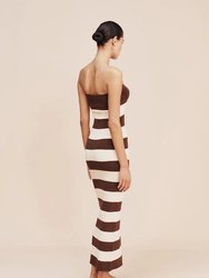 Theo Strapless Dress Chocolate Stripe