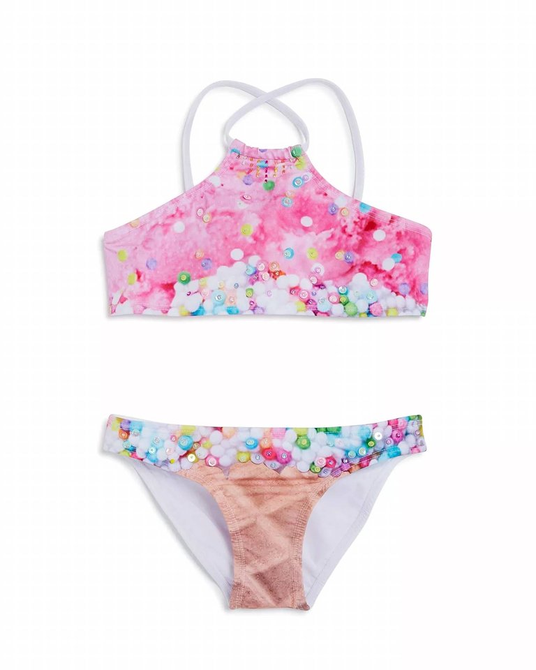 Girls Ice Cream Swimsuit In Pink - Pink