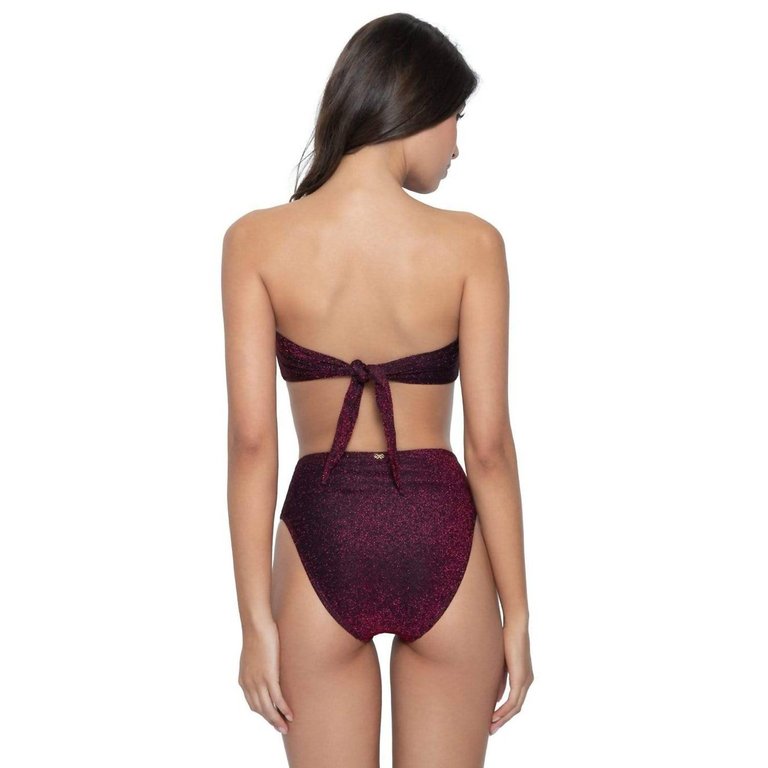 Hillary High Waisted Bikini Bottom In Garnet