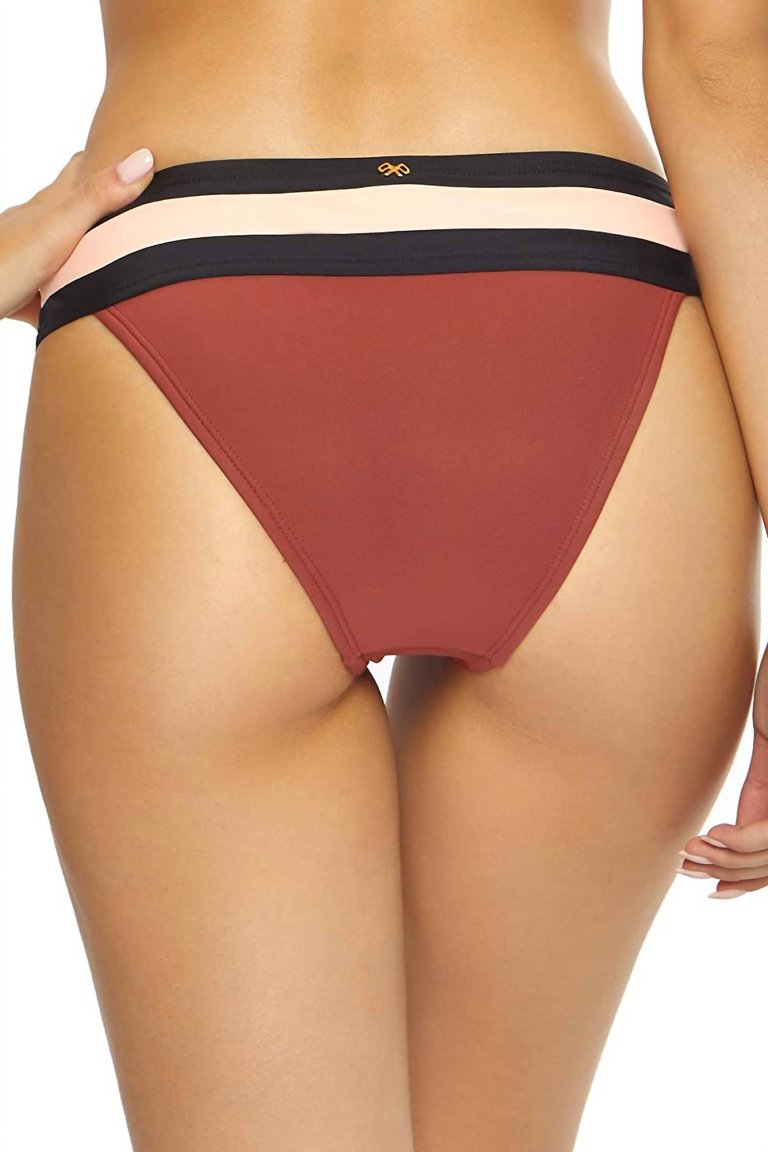 Papaya Banded Colorblock Low Rise Full Cut Bikini Bottoms In Multicolor