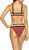 Papaya Colorblock Removable Pads Keyhole Halter Bikini Top In Multicolor