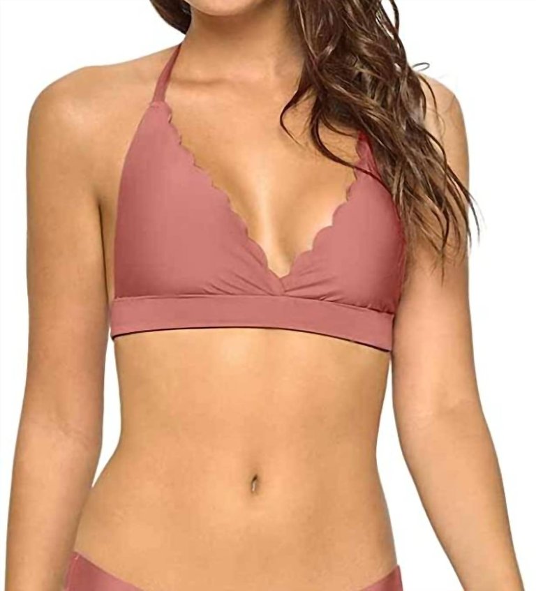 Wave Adjustable Strap Reversible Seamless Halter Bikini Top In Dusty Rose - Dusty Rose