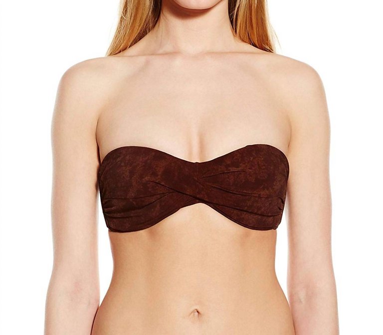 Women Goddess Strapless Bandeau Swimsuit Bikini Top In Brown - Brown