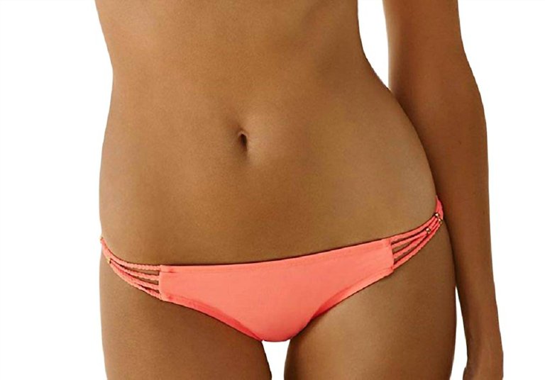 Women's Braided Side Strap Full Bikini Bottom In Pink - Pink