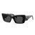 Cat-Eye Plastic Sunglasses With Grey Lens - Black
