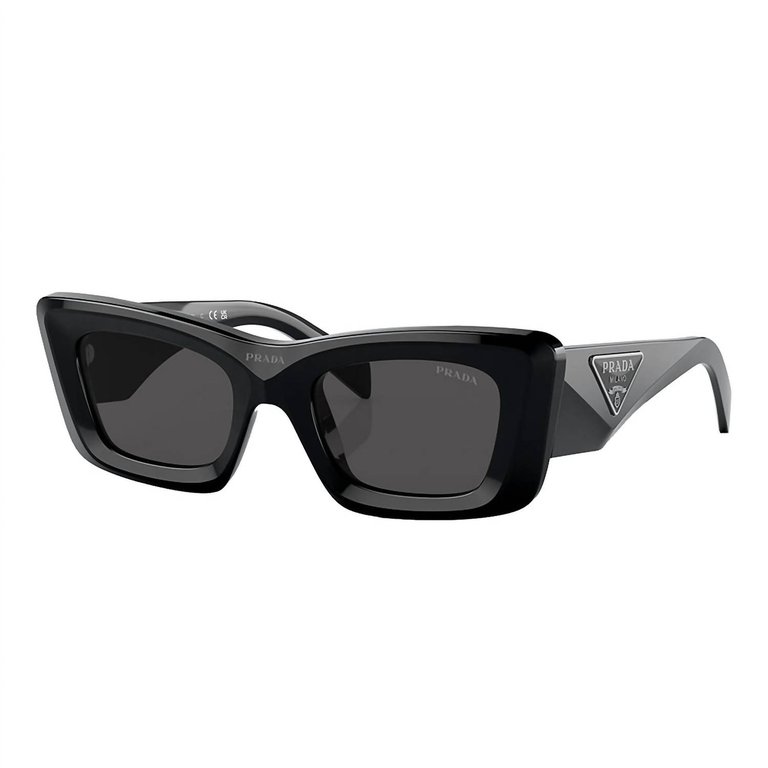Cat-Eye Plastic Sunglasses With Grey Lens - Black