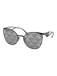 Fashion Metal Sunglasses With Grey Mirror Lens - Black
