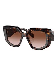 Fashion Plastic Sunglasses With Brown Gradient Lens - Tortoise