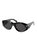 Oval Plastic Sunglasses With Grey Lens - Black