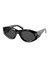 Oval Plastic Sunglasses With Grey Lens - Black