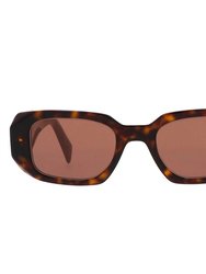 Rectangle Plastic Sunglasses With Brown Mirror Lens - Tortoise