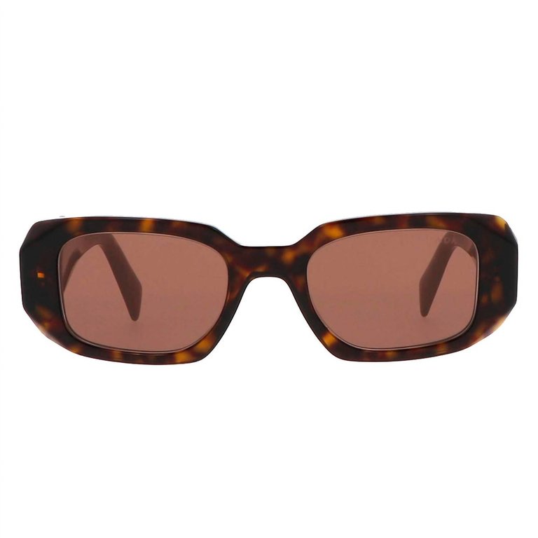 Rectangle Plastic Sunglasses With Brown Mirror Lens - Tortoise