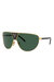 Shield Metal Sunglasses With Green Lens - Gold