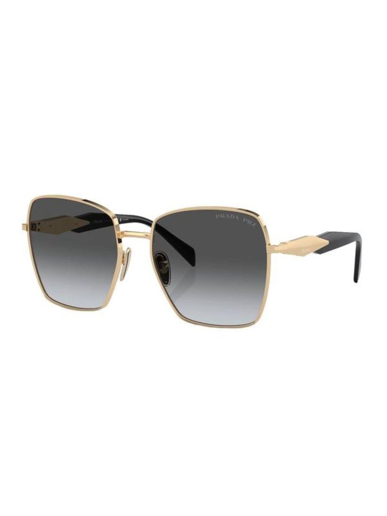 Square Metal Sunglasses With Grey Gradient Lens - Gold