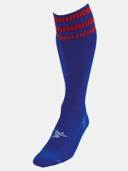 Childrens/Kids Pro Football Socks - Royal Blue/Red - Royal Blue/Red