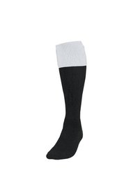 Childrens/Kids Turnover Football Socks - Black/White - Black/White