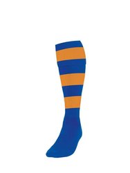 Precision Childrens/Kids Hooped Football Socks (Royal Blue/Amber Glow) - Royal Blue/Amber Glow