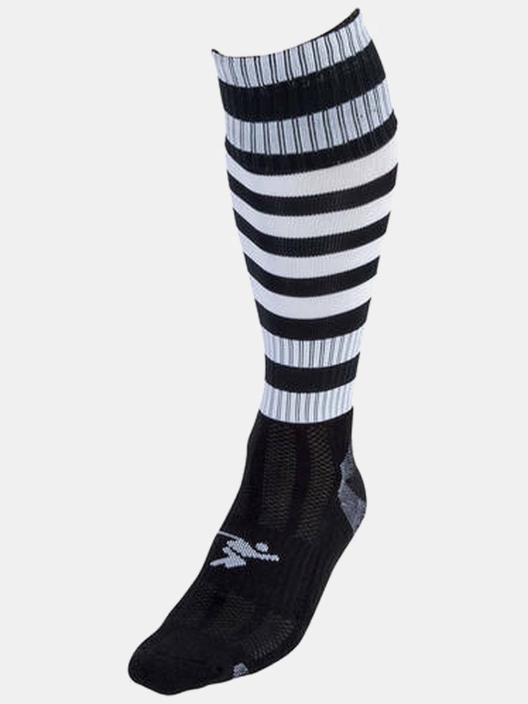 Precision Childrens/Kids Pro Hooped Football Socks (Black/White) - Black/White