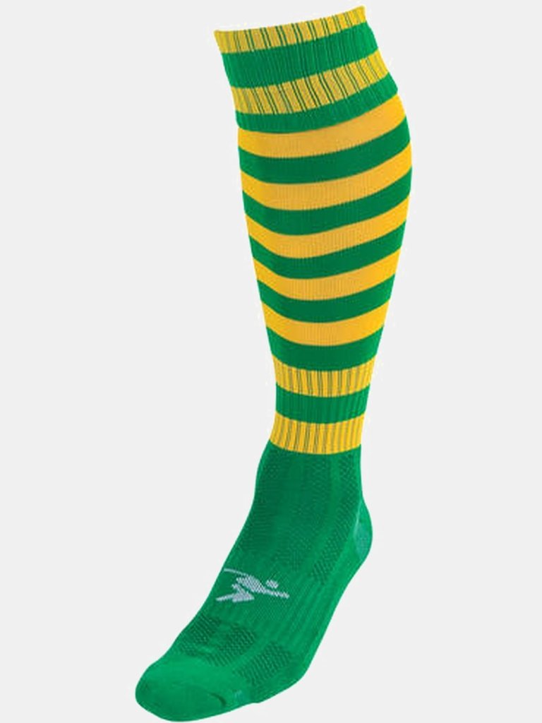 Precision Childrens/Kids Pro Hooped Football Socks (Green/Gold) - Green/Gold