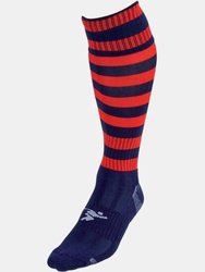 Precision Childrens/Kids Pro Hooped Football Socks (Navy/Red) - Navy/Red