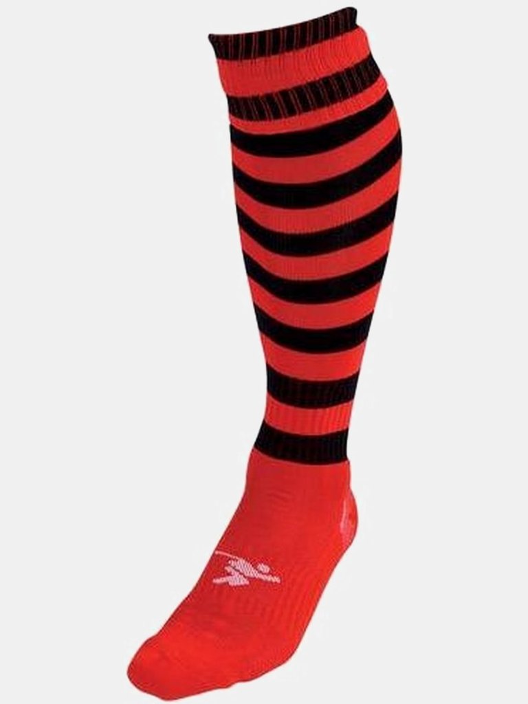 Precision Childrens/Kids Pro Hooped Football Socks (Red/Black) - Red/Black