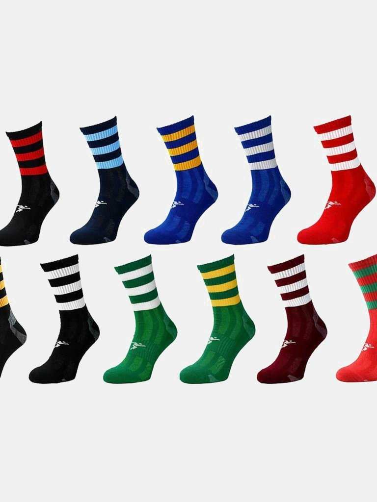 Precision Childrens/Kids Pro Hooped Football Socks (Red/Green) - Red/Green