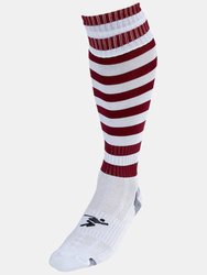 Precision Childrens/Kids Pro Hooped Football Socks (White/Maroon) - White/Maroon