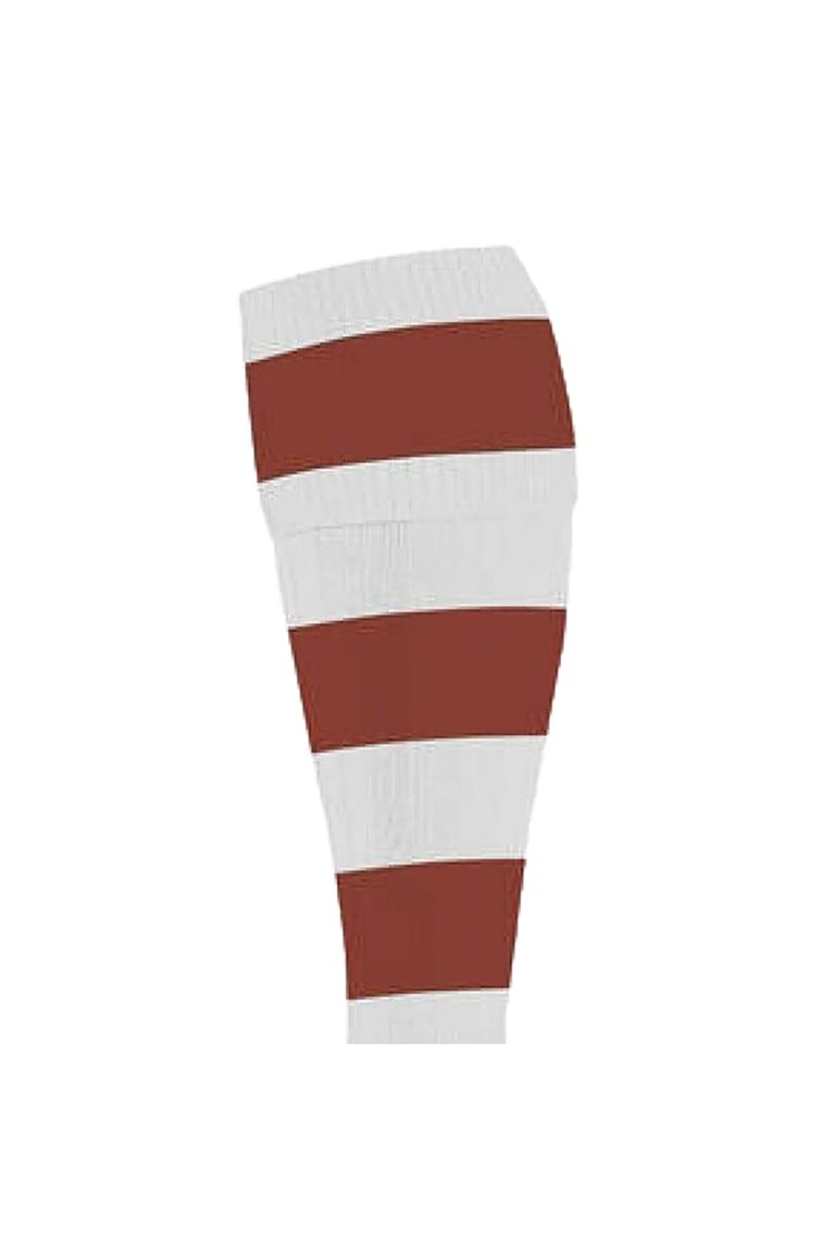 Precision Unisex Adult Hooped Football Socks (White/Maroon)