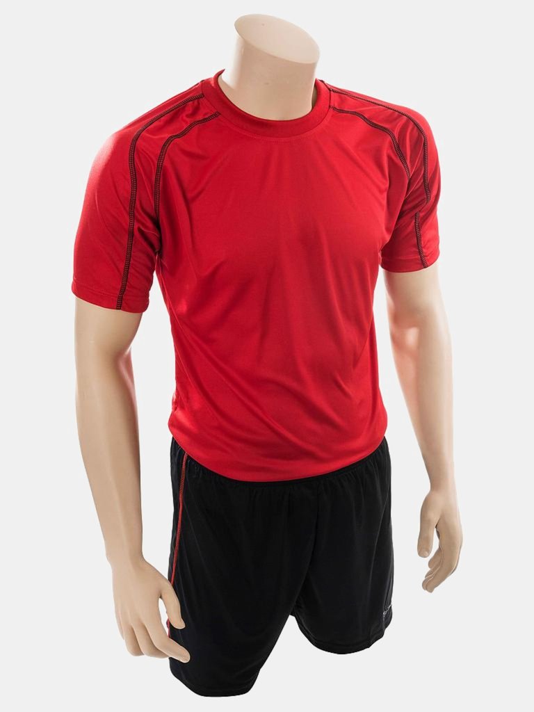 Precision Unisex Adult Lyon T-Shirt & Shorts Set (Red/Black) - Red/Black
