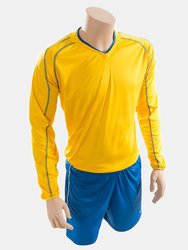 Precision Unisex Adult Marseille T-Shirt & Shorts Set (Yellow/Royal Blue) - Yellow/Royal Blue