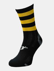 Precision Unisex Adult Pro Hooped Football Socks (Black/Amber Glow) - Black/Amber Glow