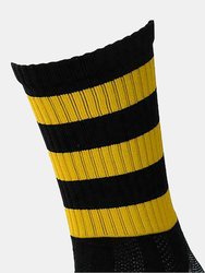 Precision Unisex Adult Pro Hooped Football Socks (Black/Amber Glow)