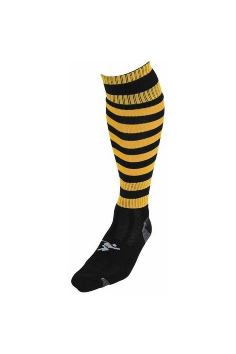 Precision Unisex Adult Pro Hooped Football Socks (Black/Amber Glow) - Black/Amber Glow