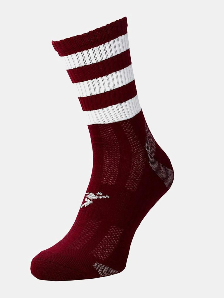 Precision Unisex Adult Pro Hooped Football Socks (Maroon/White) - Maroon/White
