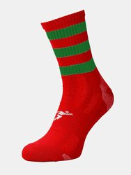 Precision Unisex Adult Pro Hooped Football Socks (Red/Green) - Red/Green
