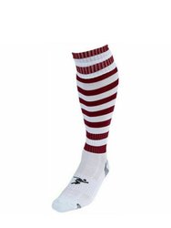 Precision Unisex Adult Pro Hooped Football Socks (White/Maroon) - White/Maroon