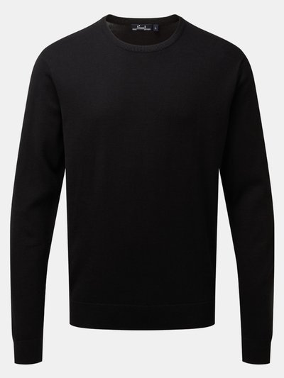 Premier Adults Unisex Cotton Rich Crew Neck Sweater - Black product