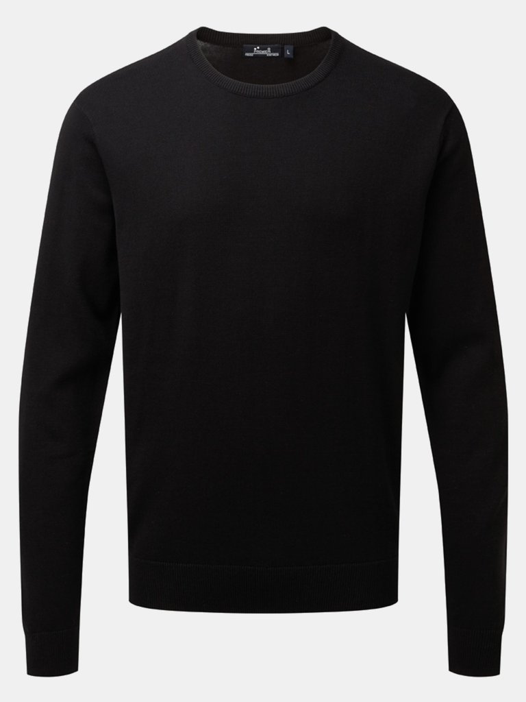 Adults Unisex Cotton Rich Crew Neck Sweater - Black - Black