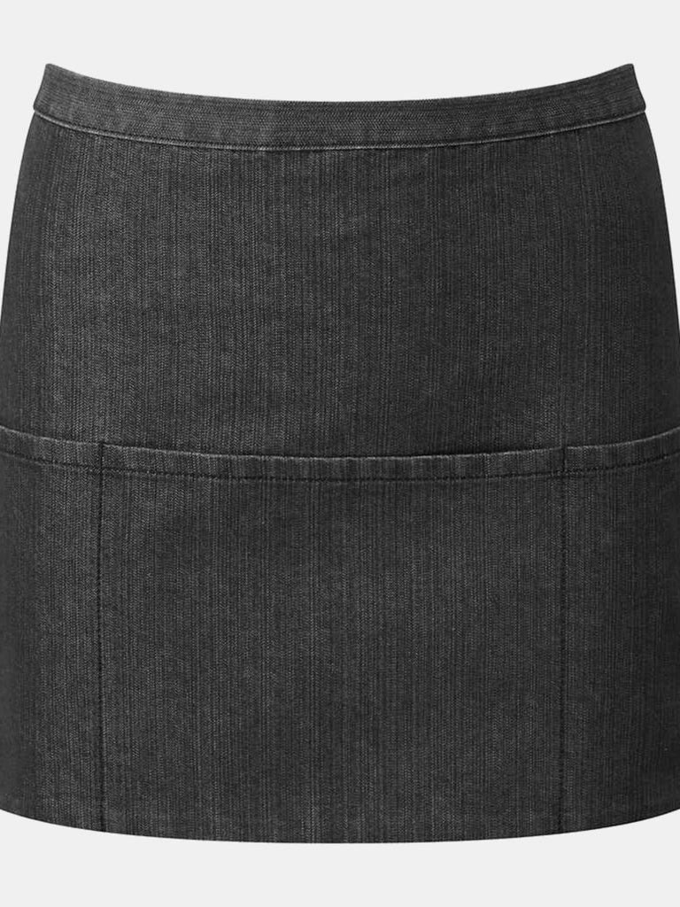 Colours 3 Pocket Apron In Black Denim - One Size - Black Denim