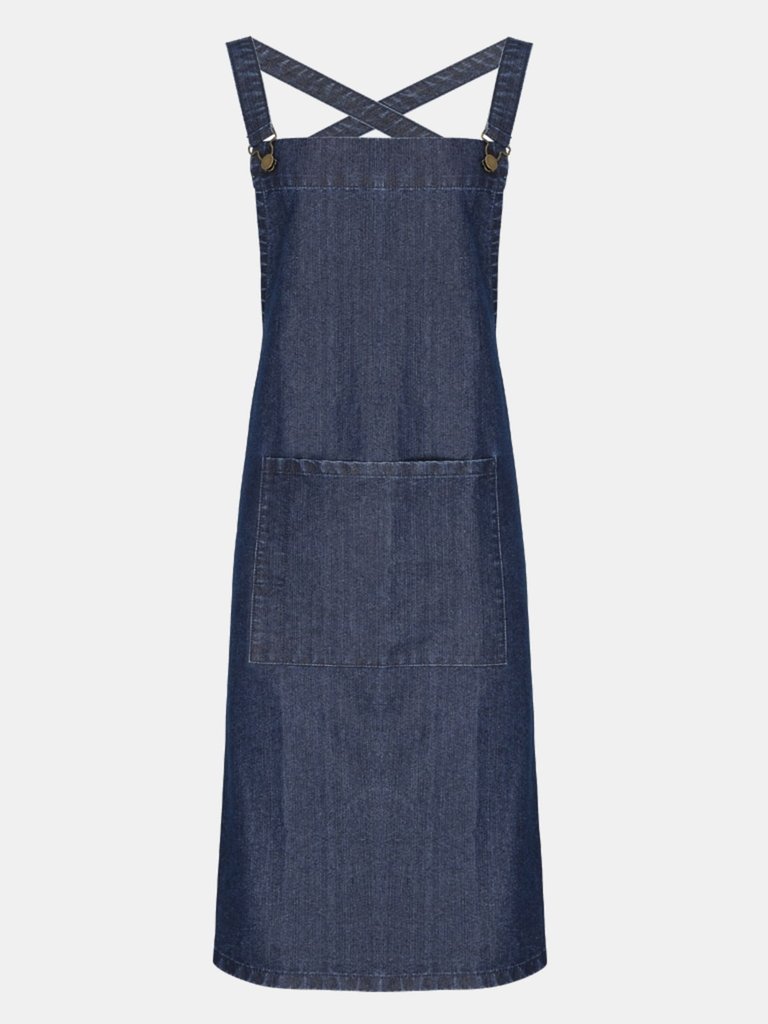 Cross Back Barista Bib Apron - Indigo Denim - Indigo Denim