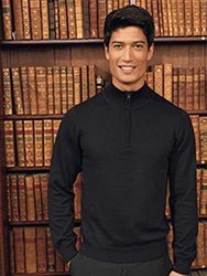 Mens 1/4 Zip Neck Knitted Sweater (Black)